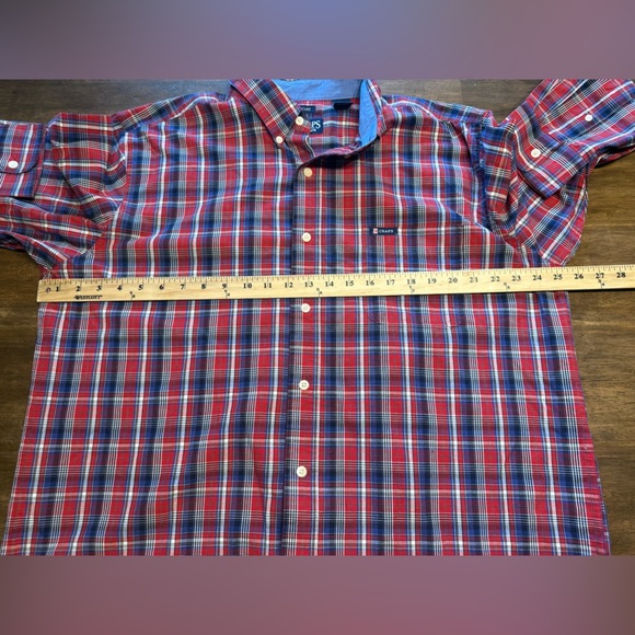 Chaps Button Down Long Sleeve Collared Shirt Men’s SZ XL Red Plaid Easy Care - Picture 7 of 8